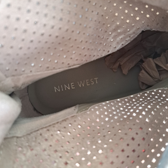 NINE West Bond Suede Leather Ankle Boots Taupe Perforated Causal Booties - Picture 8 of 12